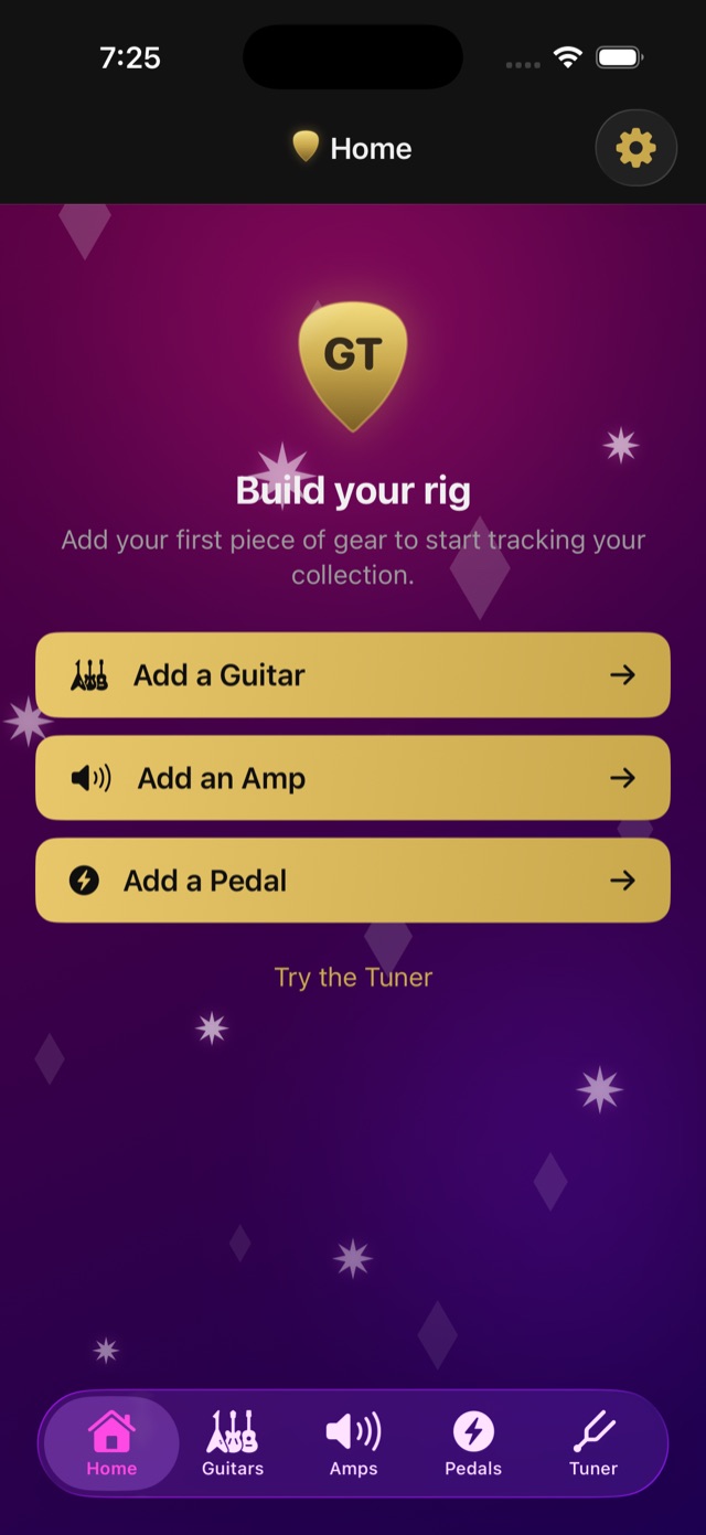 GuitarTech home dashboard