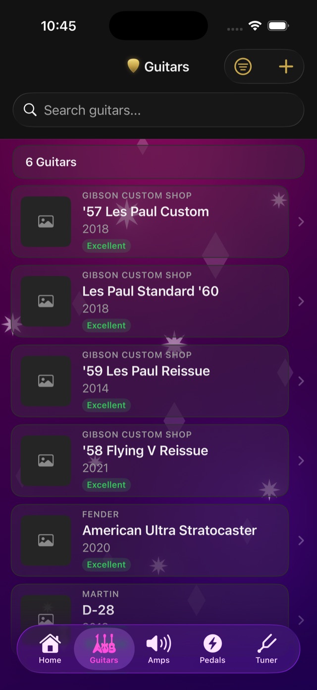 Gear list view